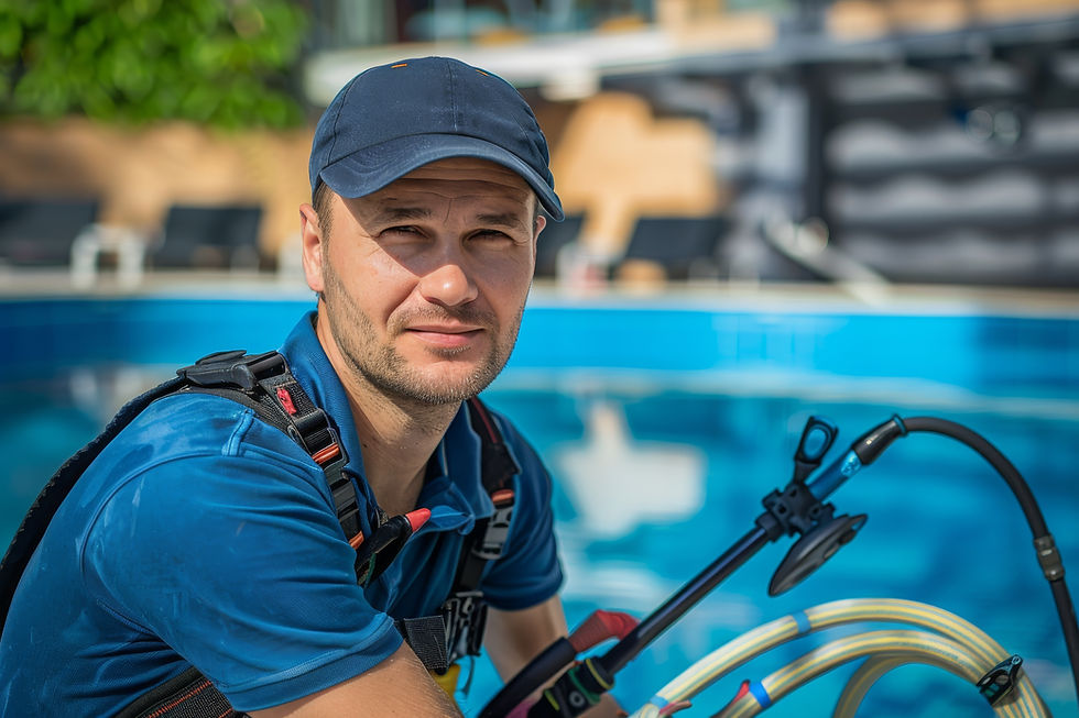 pool-maintenance-swimming-pool-cleaner-man-blue-shirt-with-cleaning-equipment-hotel-servic