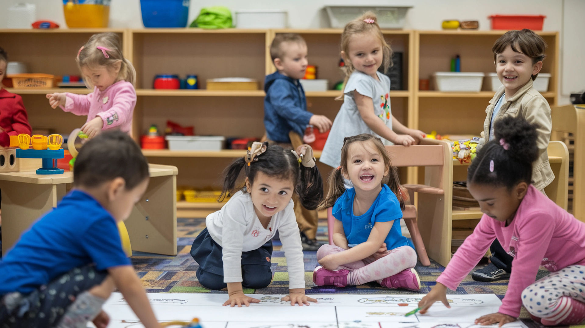 Fröhliche Kinder spielen in der KitaHerz Kita