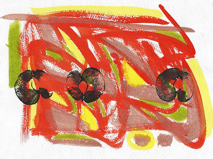 Monoprint of apples