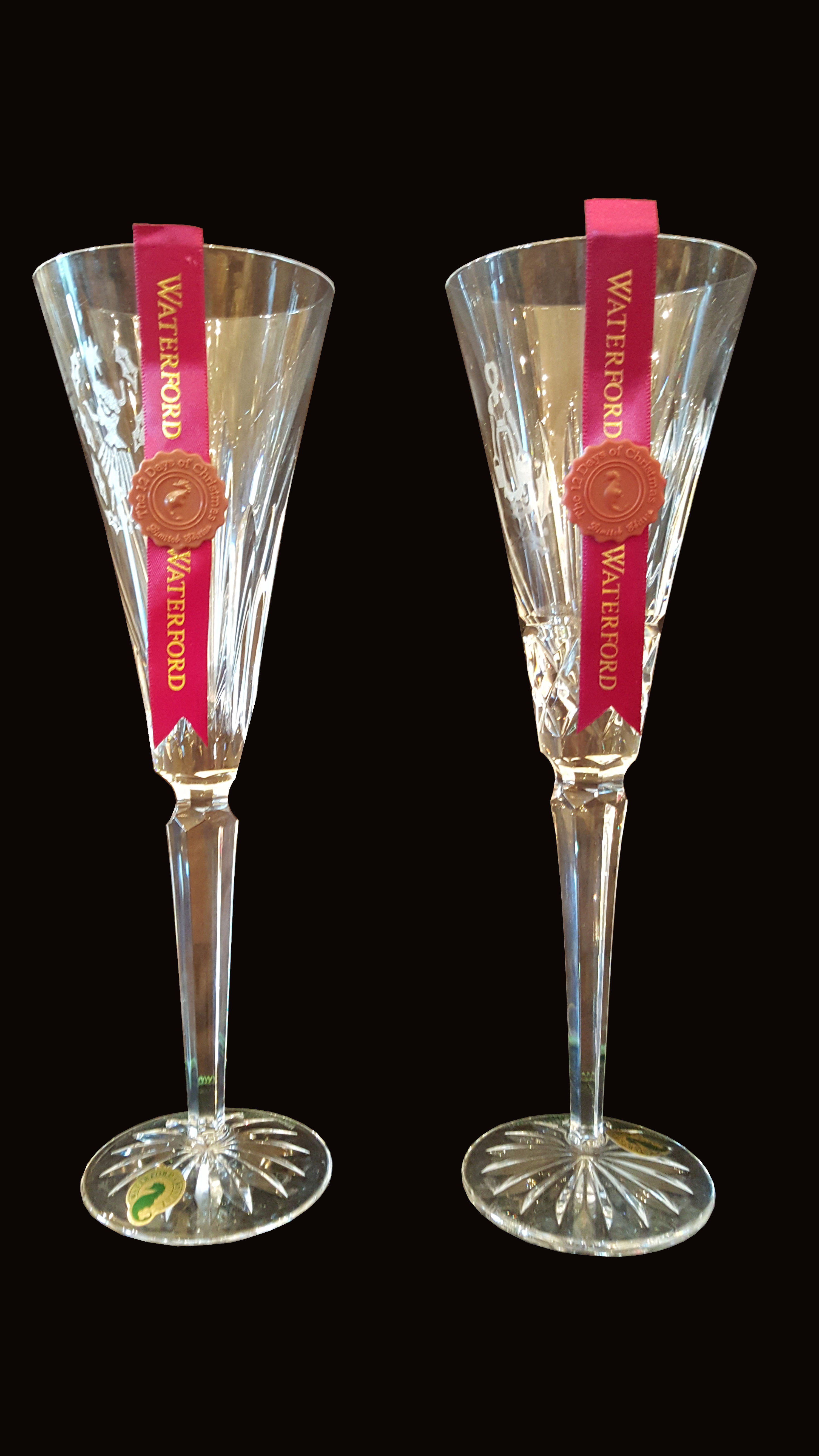 pair of Waterford crystal champagne glasses