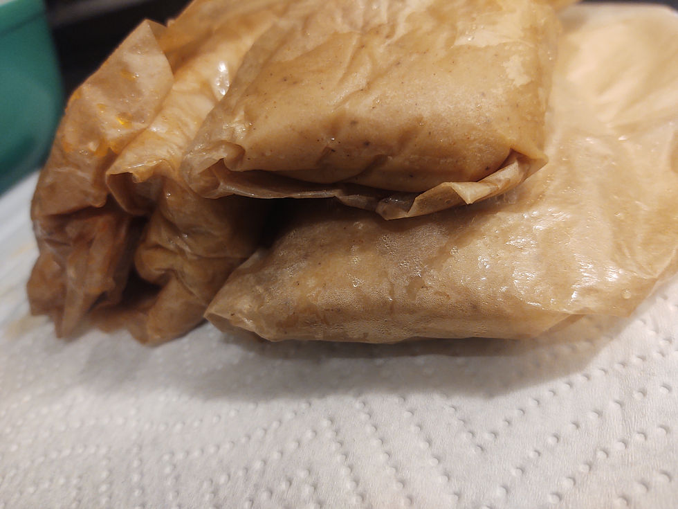 What to do with leftover meatballs? I decided on tamales, wrapped in parchment, steamed in the Ninja