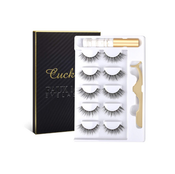Cuckoo Eyelashes Lashes Pack,5 Pairs 3D Faux Mink Eyelashes with Eyelash Glue Kit,Natural