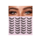 False Eyelashes 14mm Faux 3D Mink Lashes Natural Look Fluffy Cat Eye Wispy Lashes Pack by
