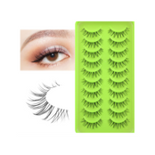 Natural Eyelashes 12mm Clear Band Wispy False Lashes 3D Short Faux Mink Lashes Natural loo