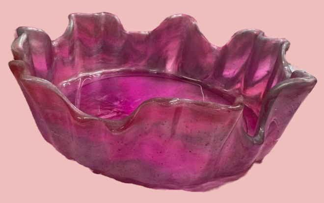 Unique wavy edged decorative bowl.