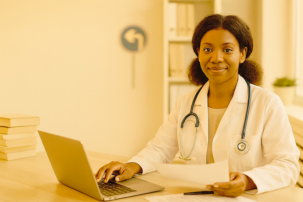 A doctor examines a document