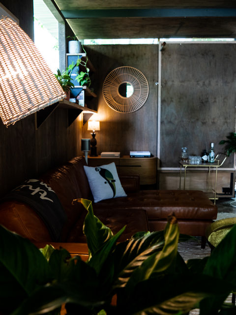 Moody detail shot of a living room