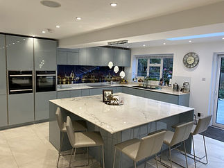 Dining room table in modern kitchen setting