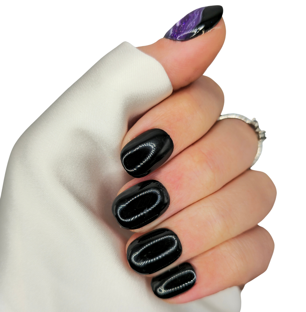 Thumbnail: B-267 - XS Naturel - Zwart met paars marble  - Basics