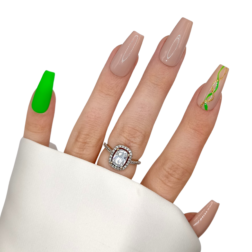 Thumbnail: B-127 - Lang Coffin - Nude Neon Groen Swirl - Basics