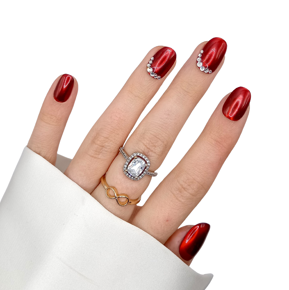 Thumbnail: No. 130 Mrs. Claus - Korter Rond - Metallic Rood steentjes