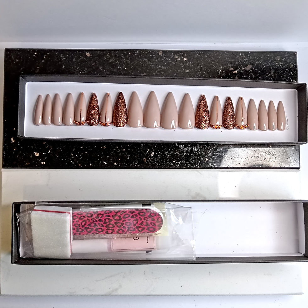 Thumbnail: No. 128 Calma - XL Stiletto - Nude Bruin Glitter