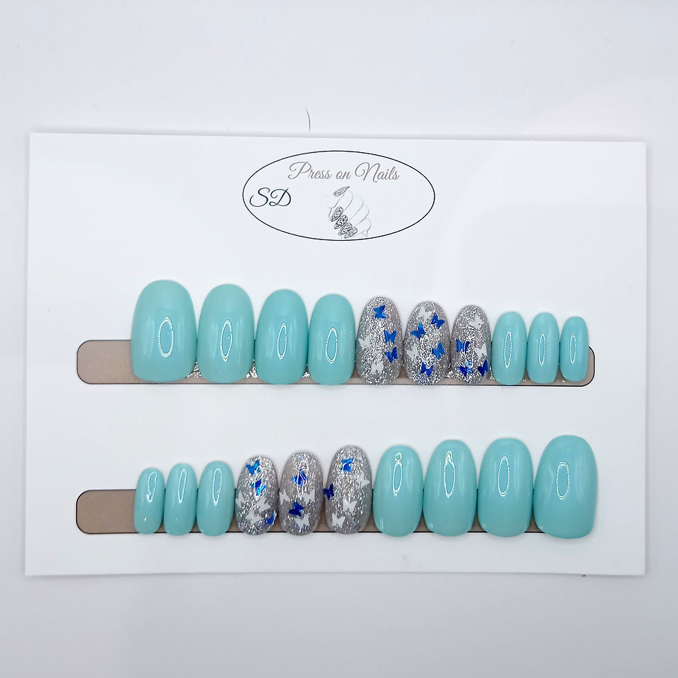 Thumbnail: B-15 - Medium Rond - Blauw Glitter Vlinders - Basics