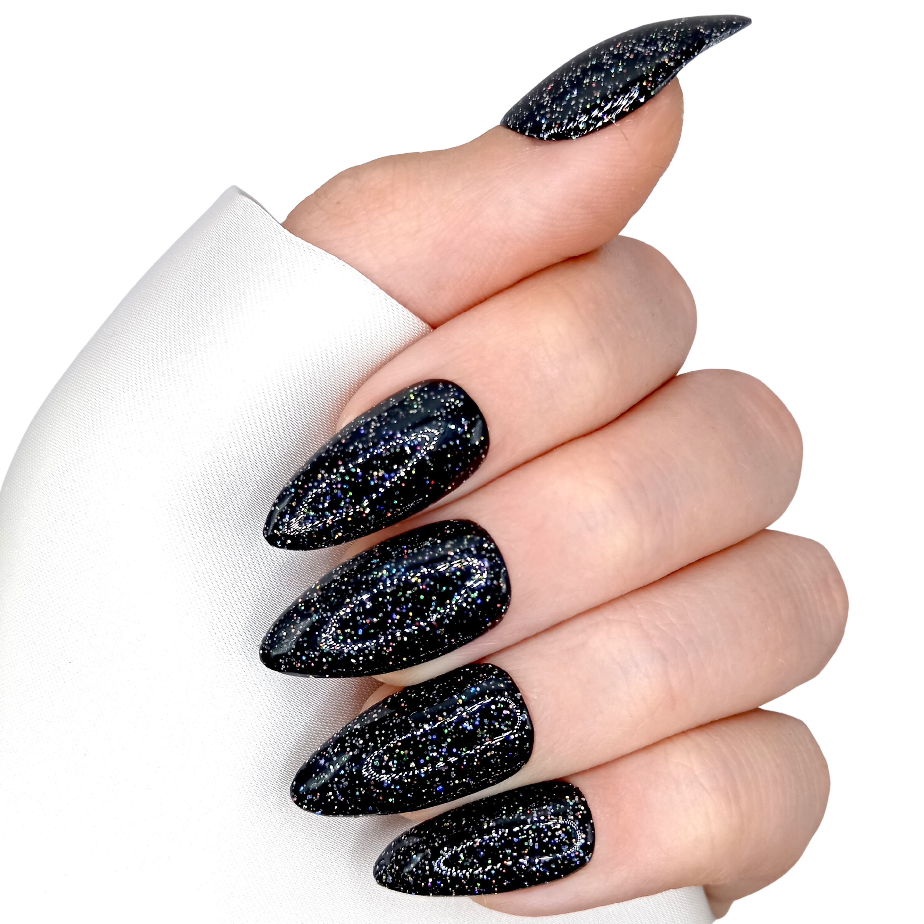 B-66 - Medium Stiletto - Zwart met glitter - Basics