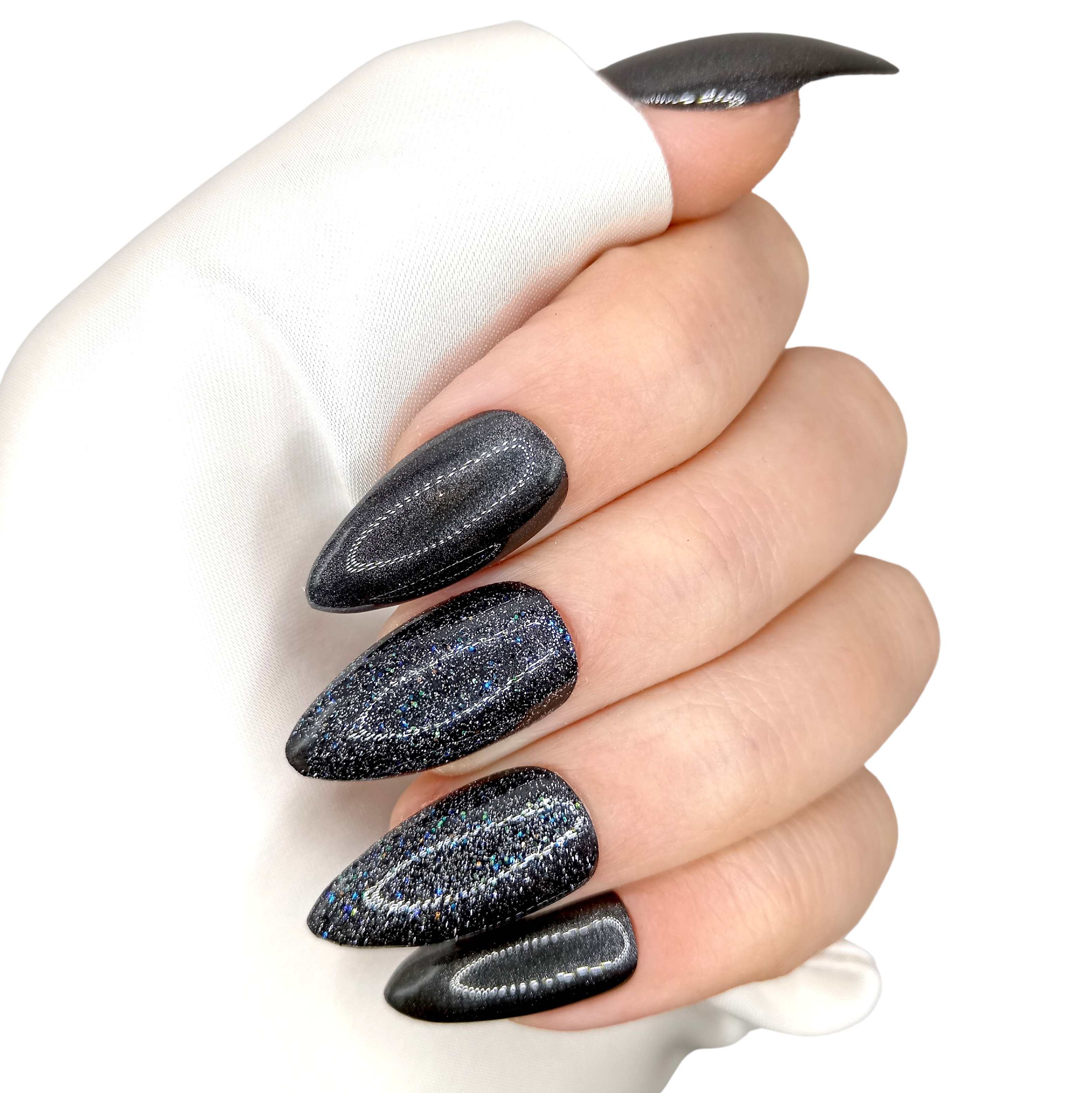 B-84 - Medium Stiletto - Zwartgrijs met glitter - Basics