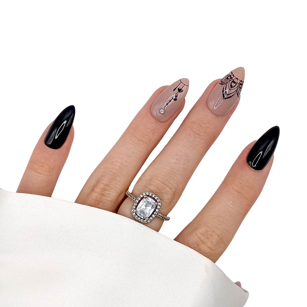 Thumbnail: No. 122 Dream Catcher - Medium Stiletto - Zwart met tekeningen