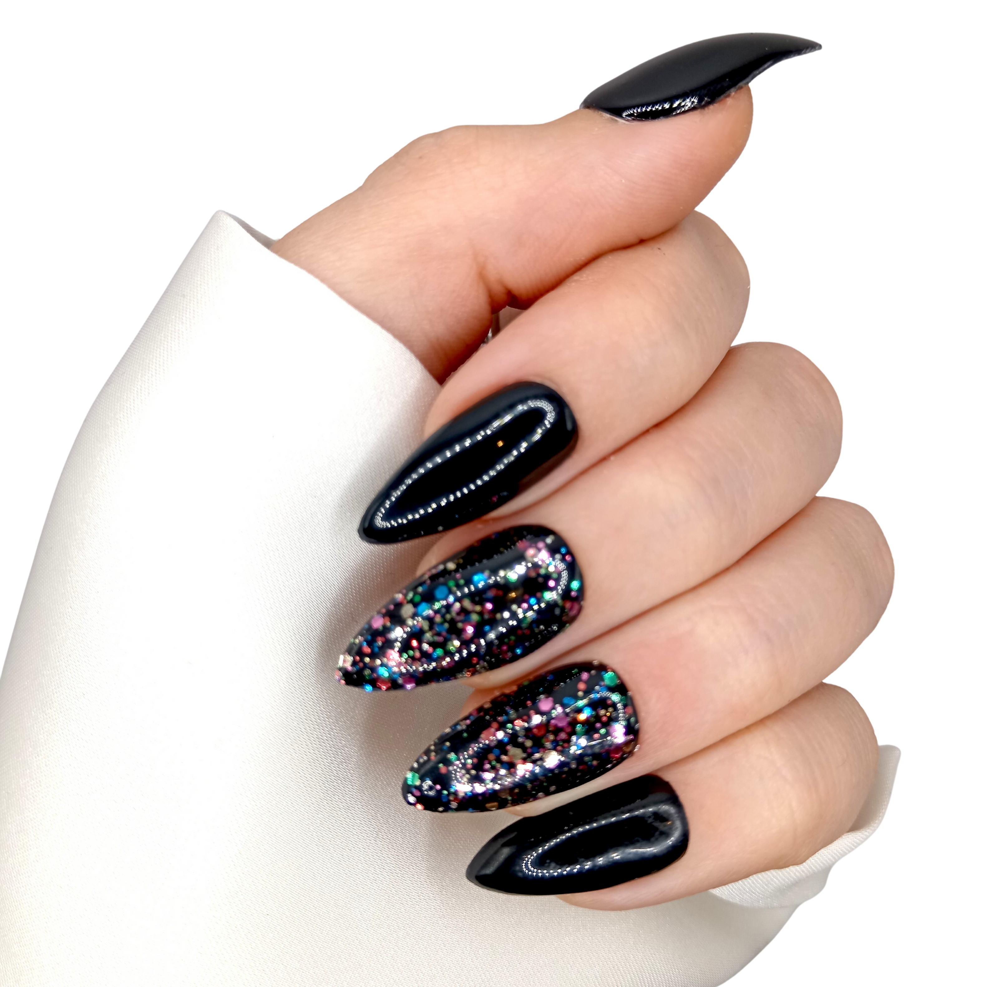 B-73 - Medium Stiletto - Zwart met glitter - Basics
