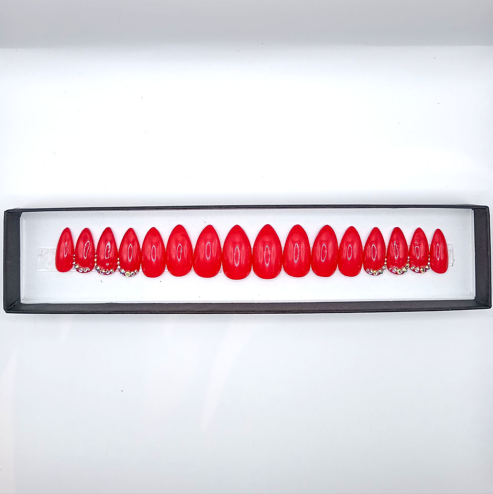 Thumbnail: No. 160 Enamorada - Medium Stiletto - Rood met steentjes