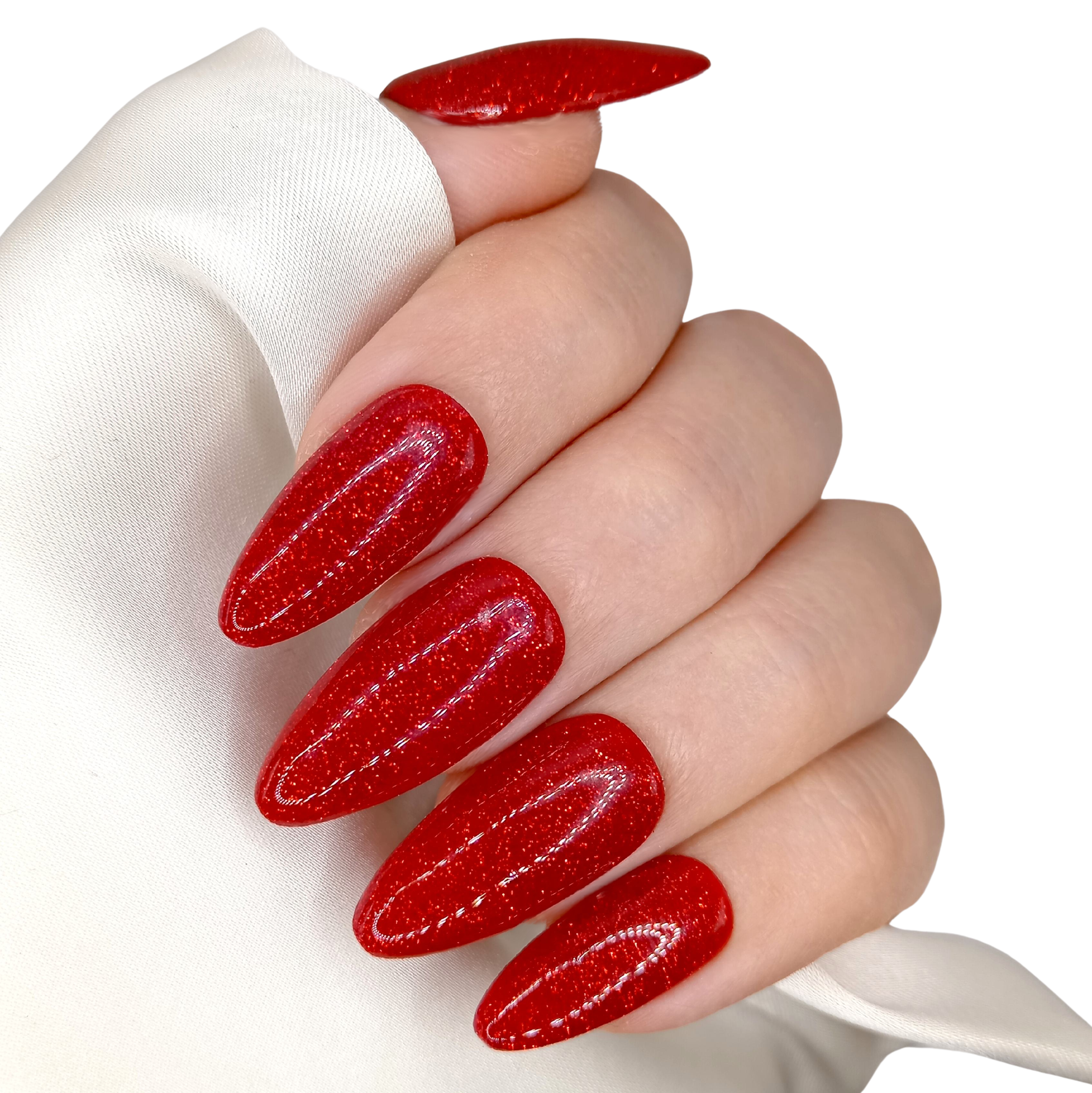 No. 19 Red Light - Lang Stiletto - Rood Glitter