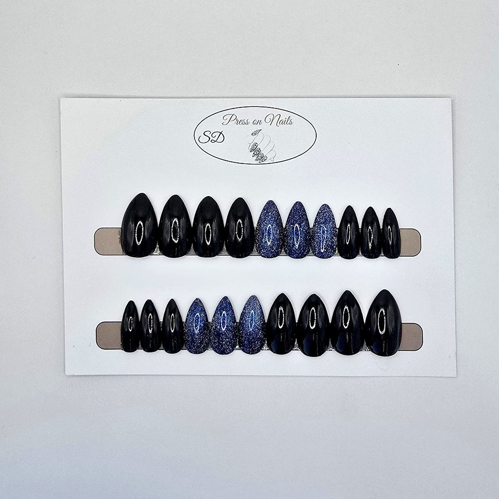 Thumbnail: B-260 - Medium Stiletto - Zwart met blauweglitter - Basics