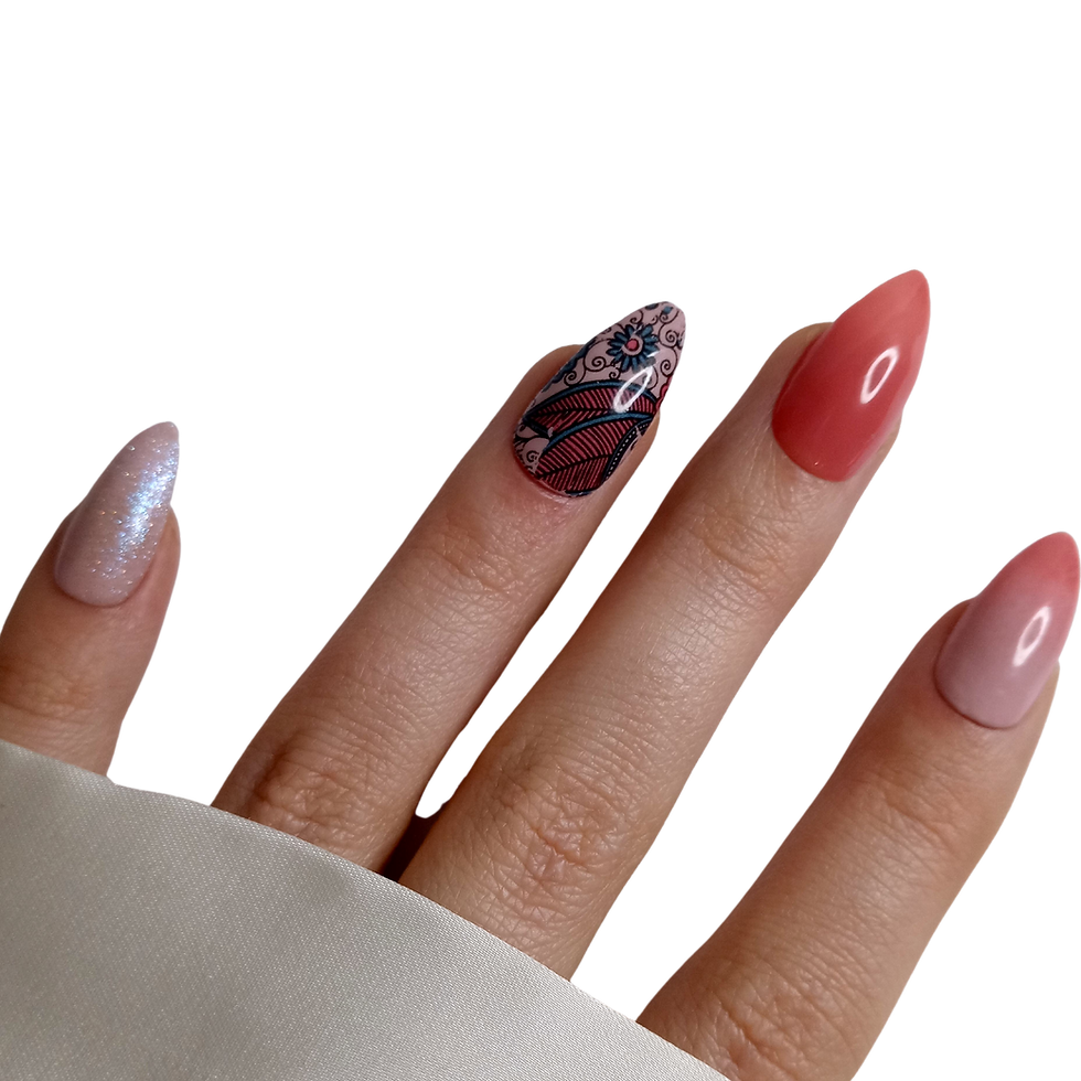 Thumbnail: No. 85 Tequila Sunrise - Medium Stiletto - Roze Peach Boho