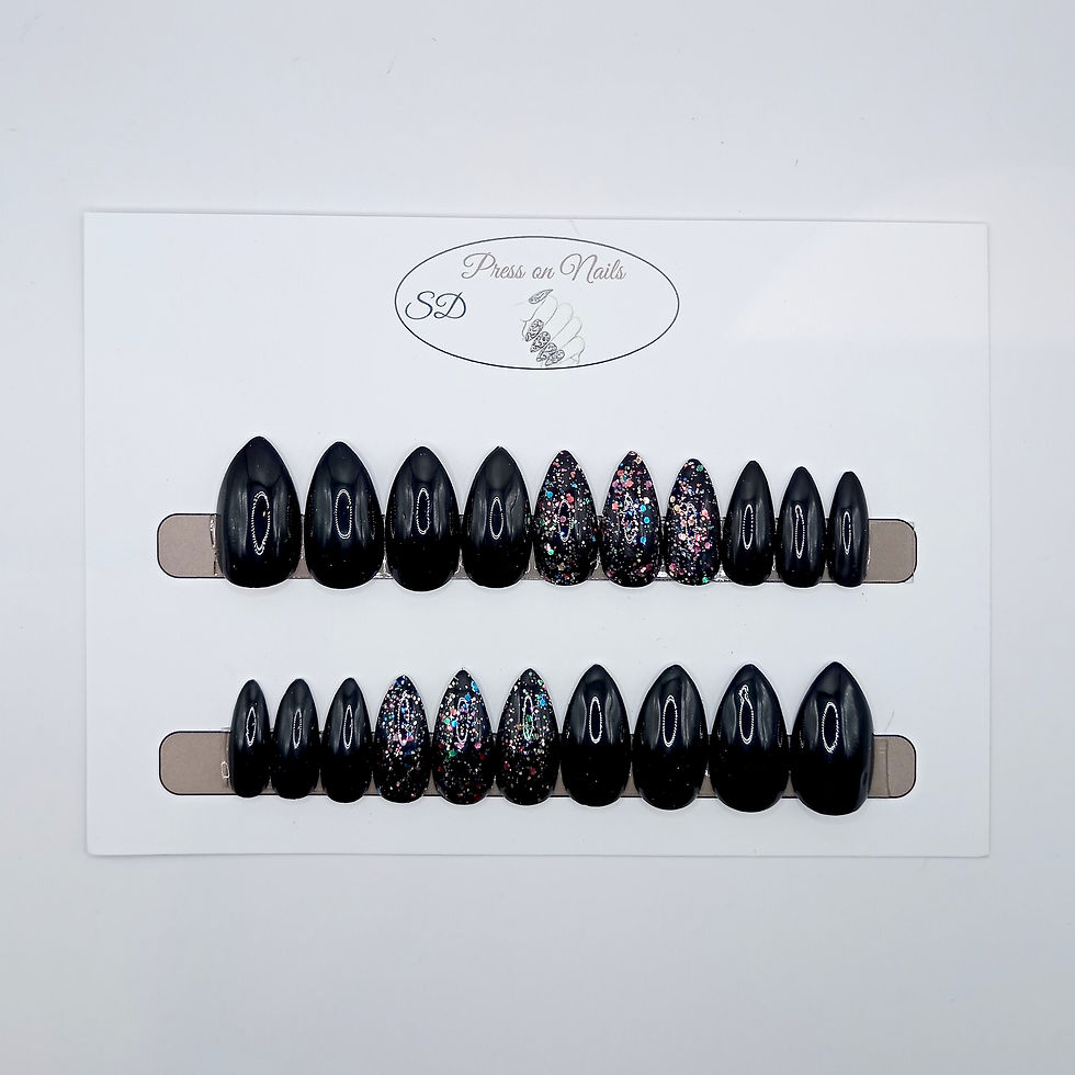 Thumbnail: B-73 - Medium Stiletto - Zwart met glitter - Basics