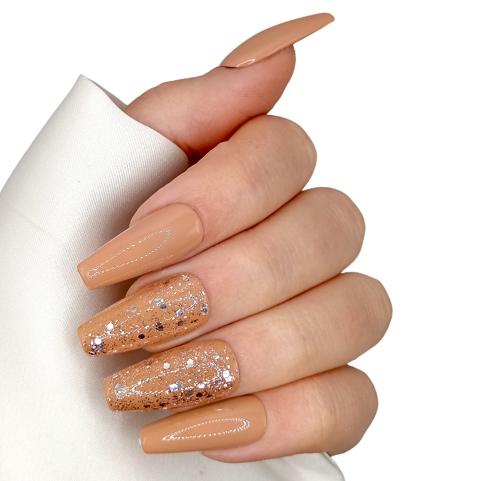 Thumbnail: B-233 - Lang Coffin - Nude Goud Glitter - Basics