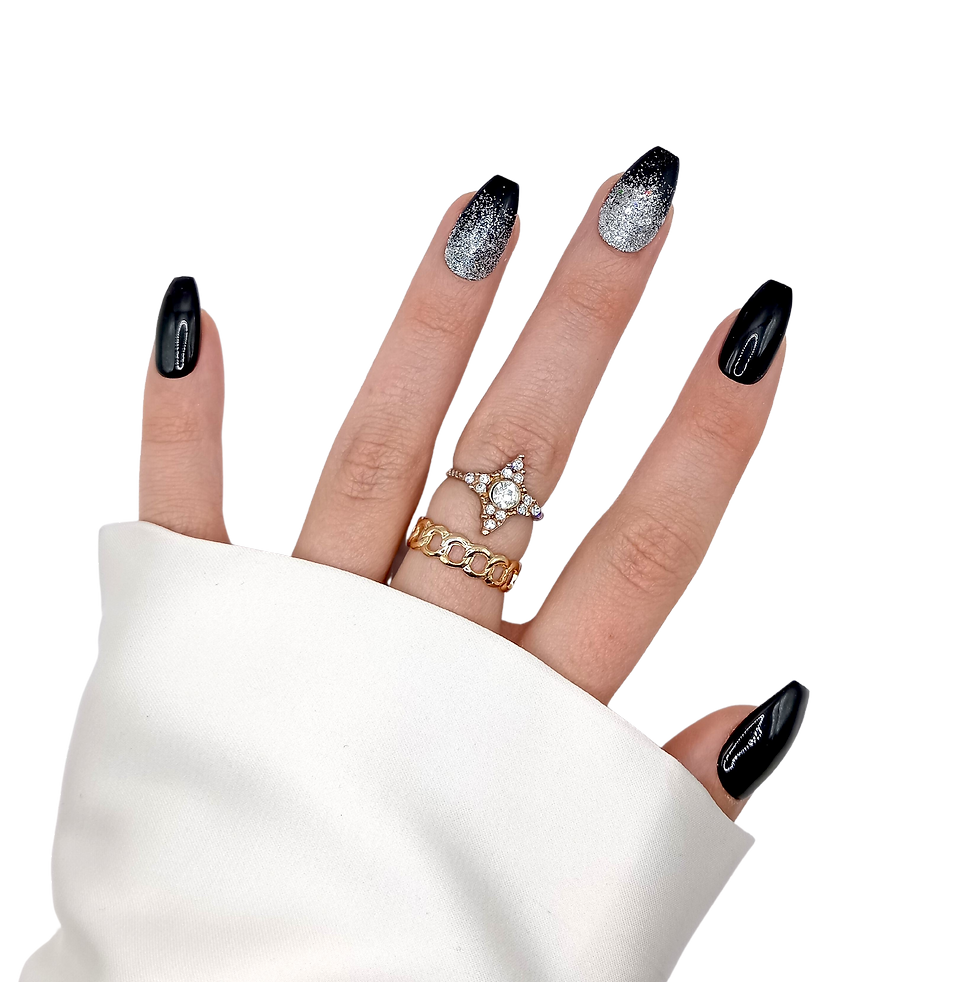 Thumbnail: B-238 - Medium Ballerina Coffin - Zwart Zilver Glitter - Basics