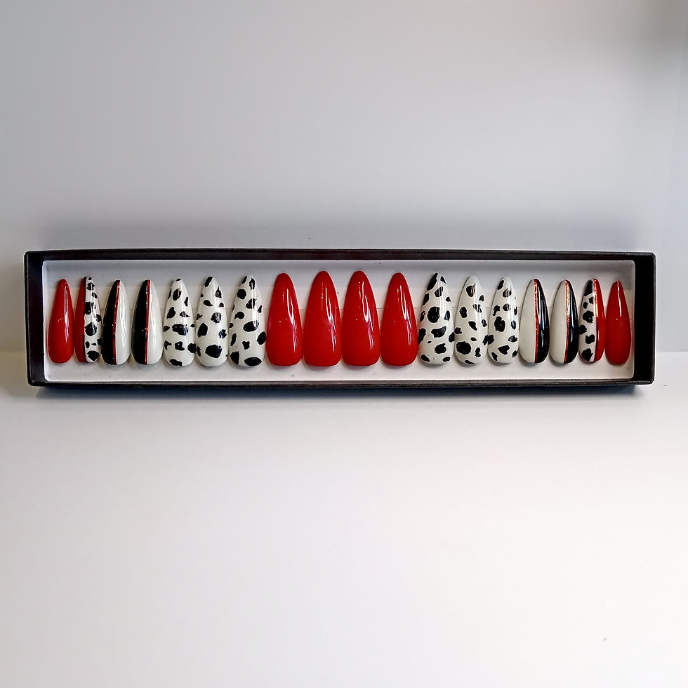 Thumbnail: No. 118 Cruel-Là - XL Stiletto - Zwart Met Rood en Print