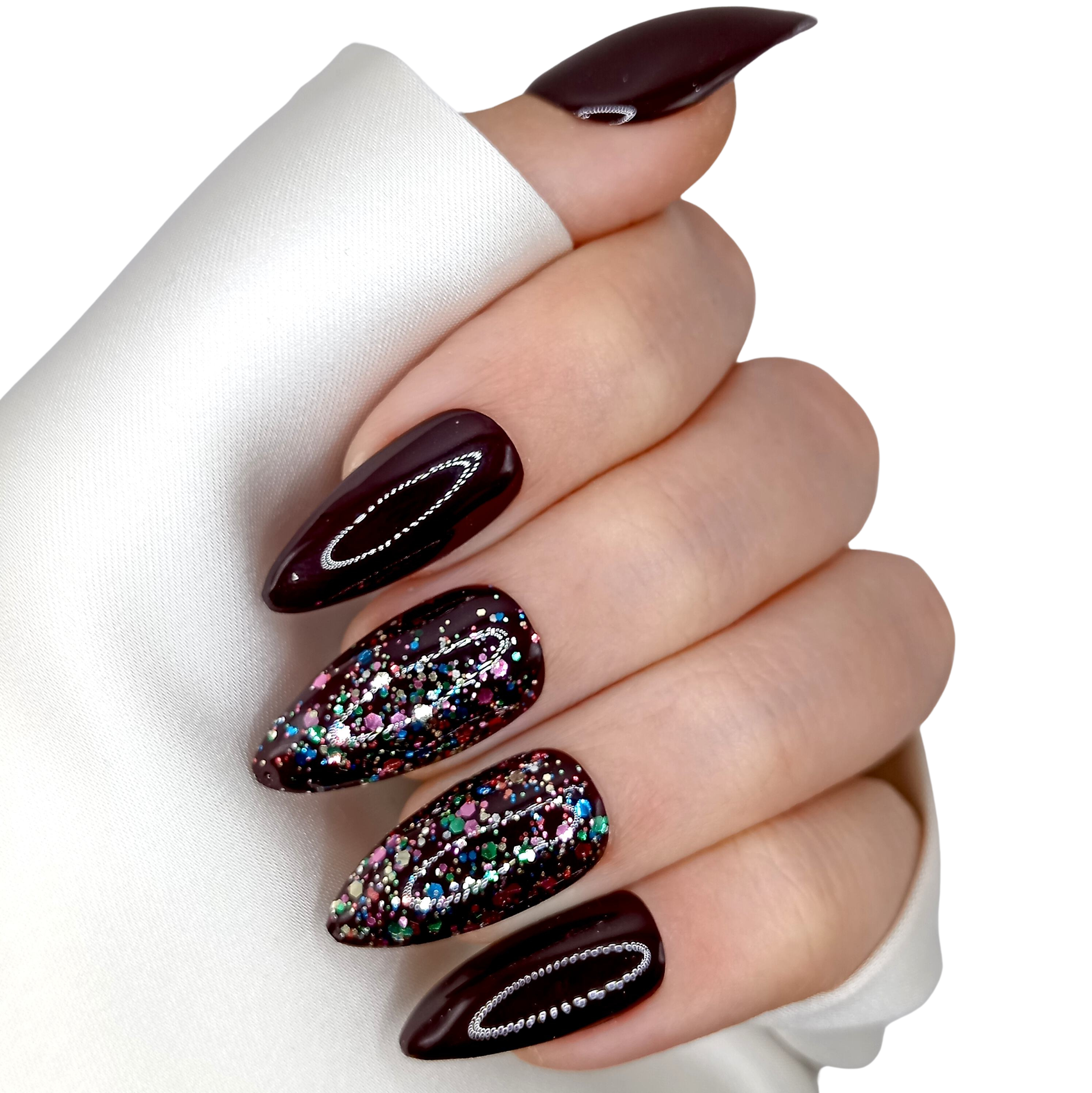 B-71 - Medium Stiletto - Donkerrood met glitter - Basics