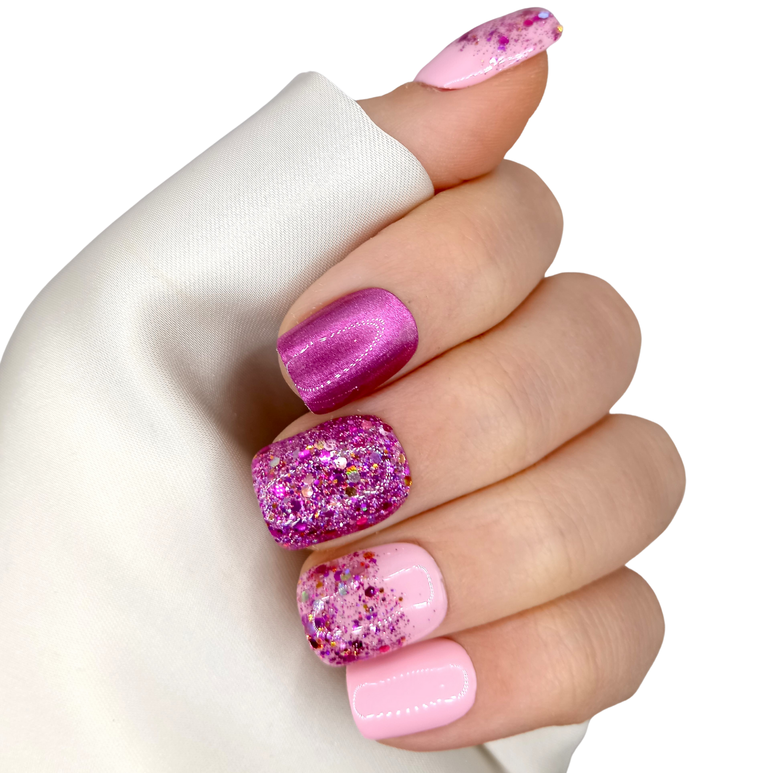 No. 74 Pink Magic - Kort Recht - Roze Glitter