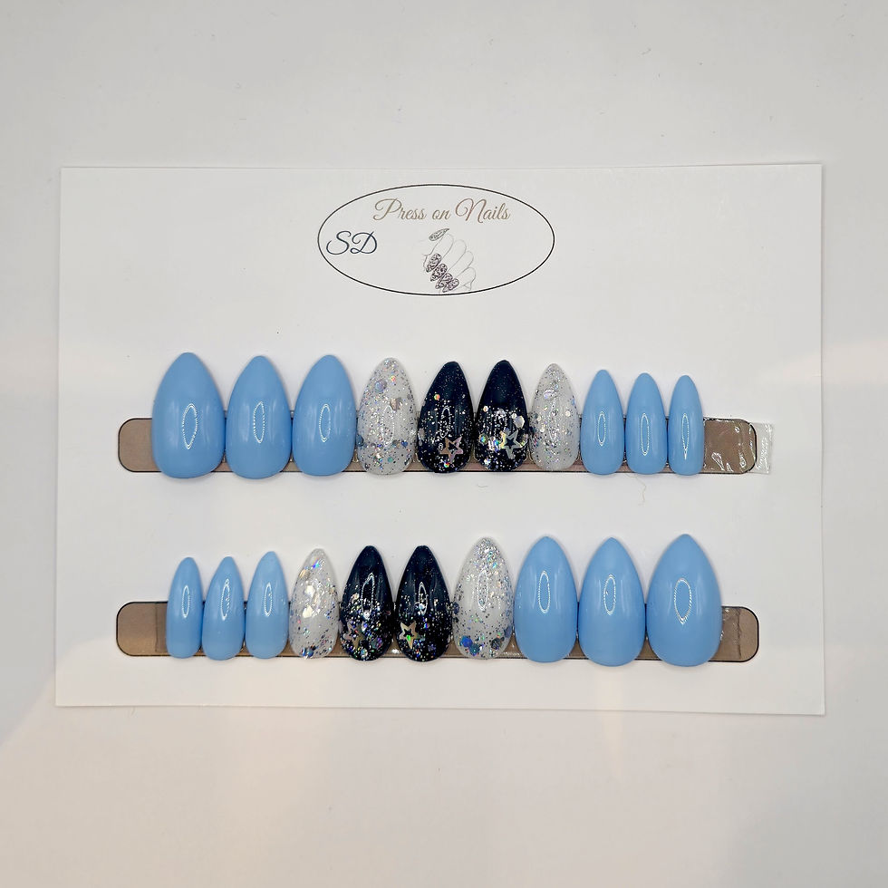Thumbnail: B-177 - Medium Stiletto - Blauw Glitter - Basics