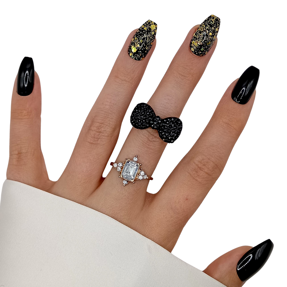 Thumbnail: B-17 - Medium Ballerina Coffin - Zwart Glitter Goud - Basics