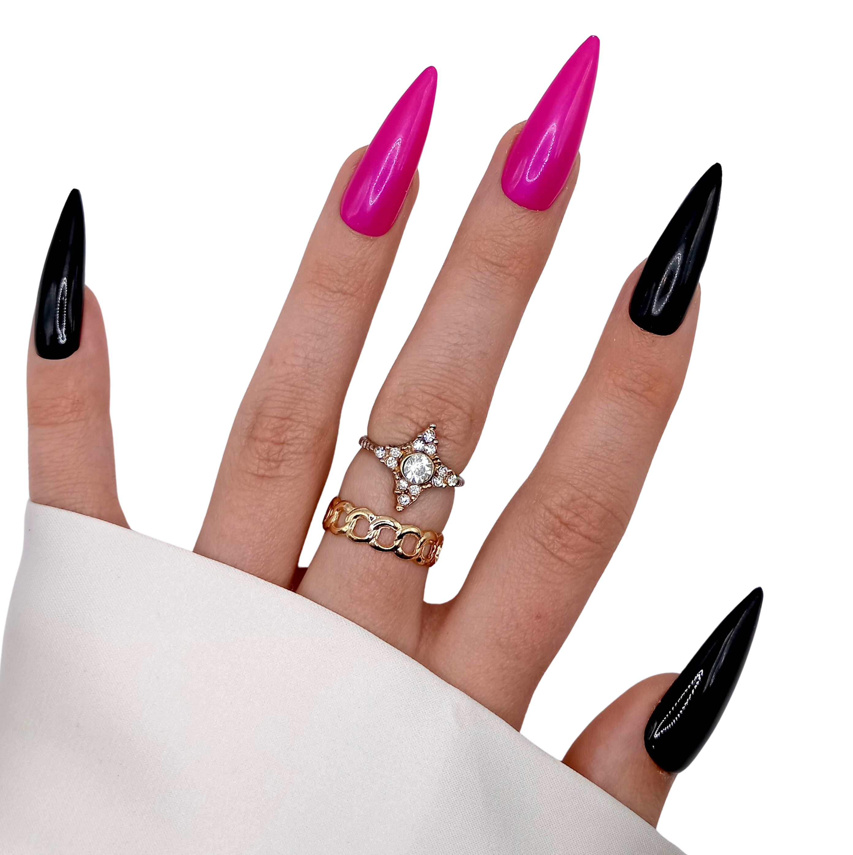 B-242 - XL Stiletto - Zwart Roze - Basics