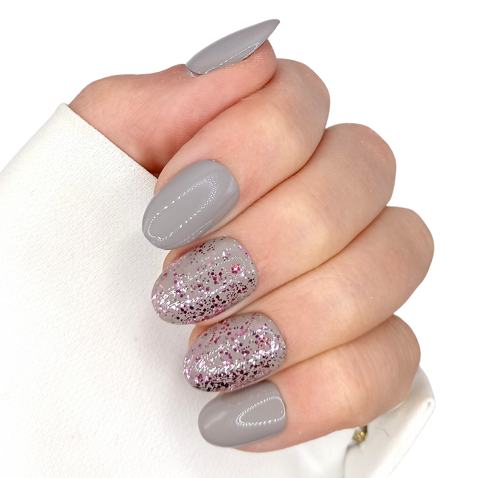 B-145 - XS Almond - Grijs Glitter- Basics