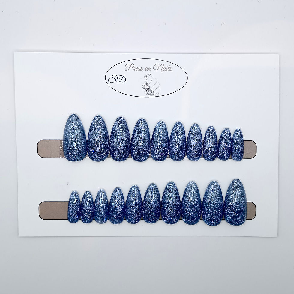 Thumbnail: B-164 - Lang Stiletto - Blauw glitter - Basics