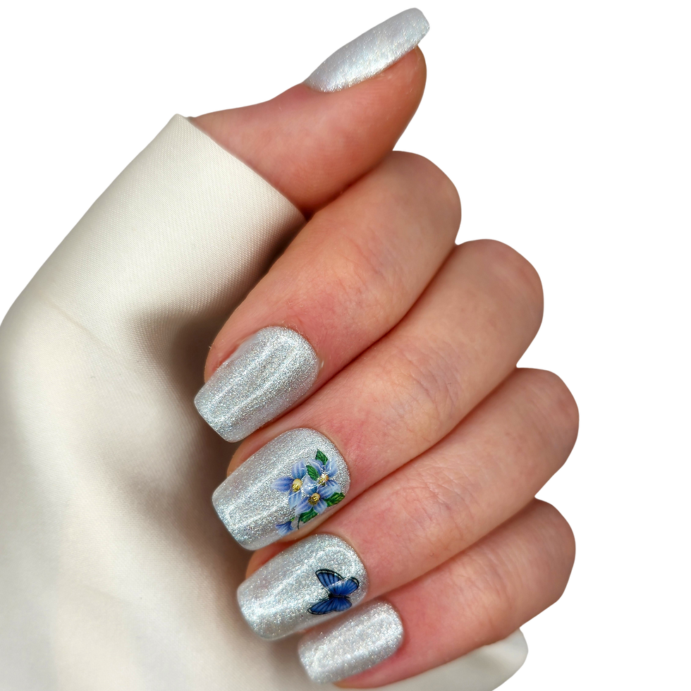 Thumbnail: No. 9 Blue By You - XS Coffin -Wit Blauw Vlinders