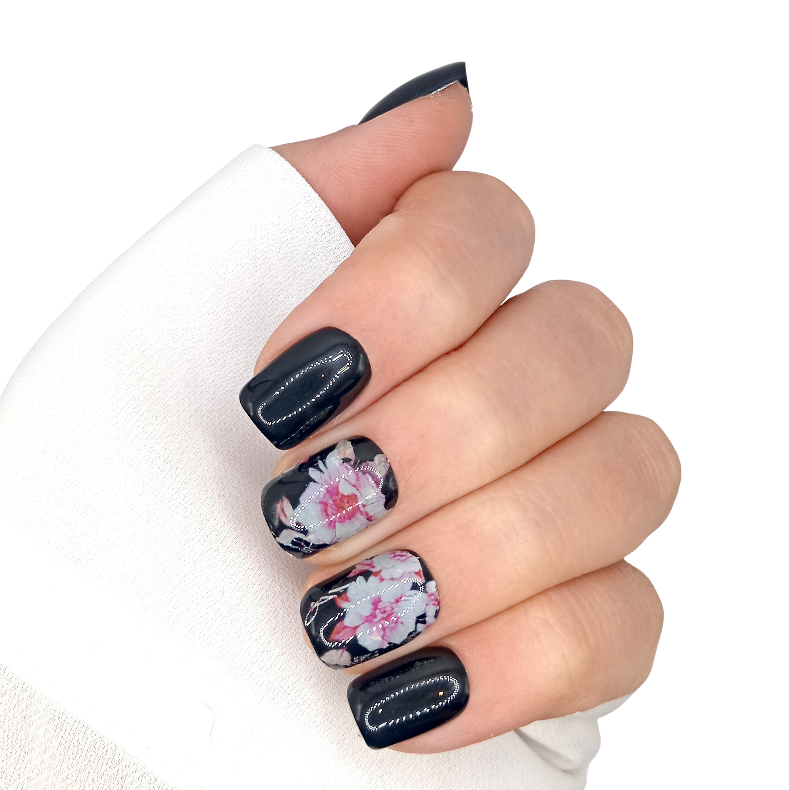 B-132 - Kort Recht - Zwart - Bloemen - Basics