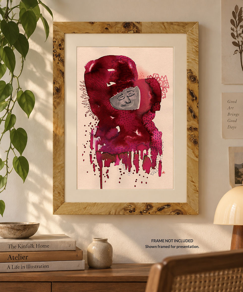 Held Within original artwork displayed on a wall in a contemporary interior