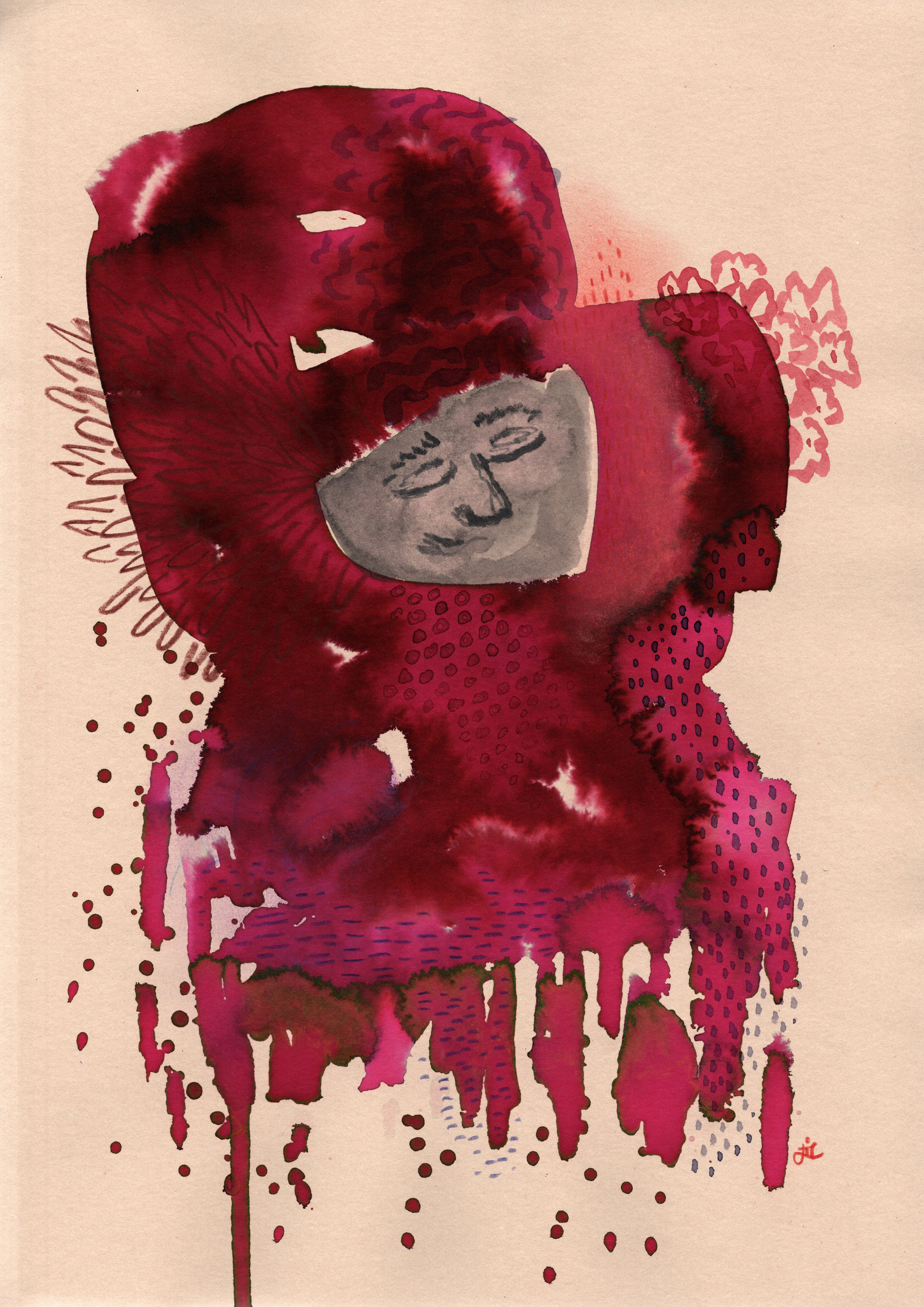 Held Within original ink and mixed media artwork by İlke Türkoral