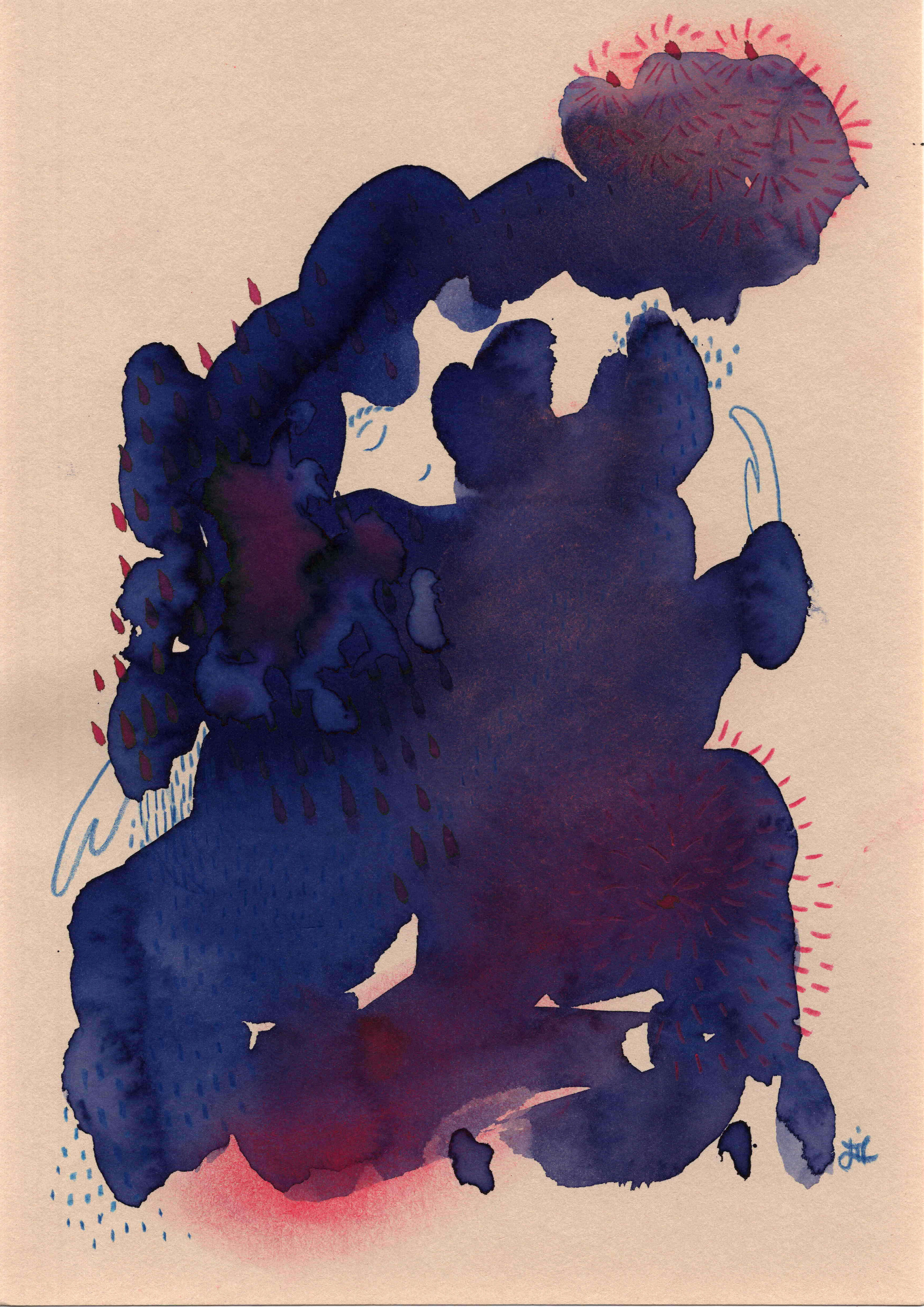 Something Growing Inside one-of-a-kind abstract figurative art by İlke Türkoral