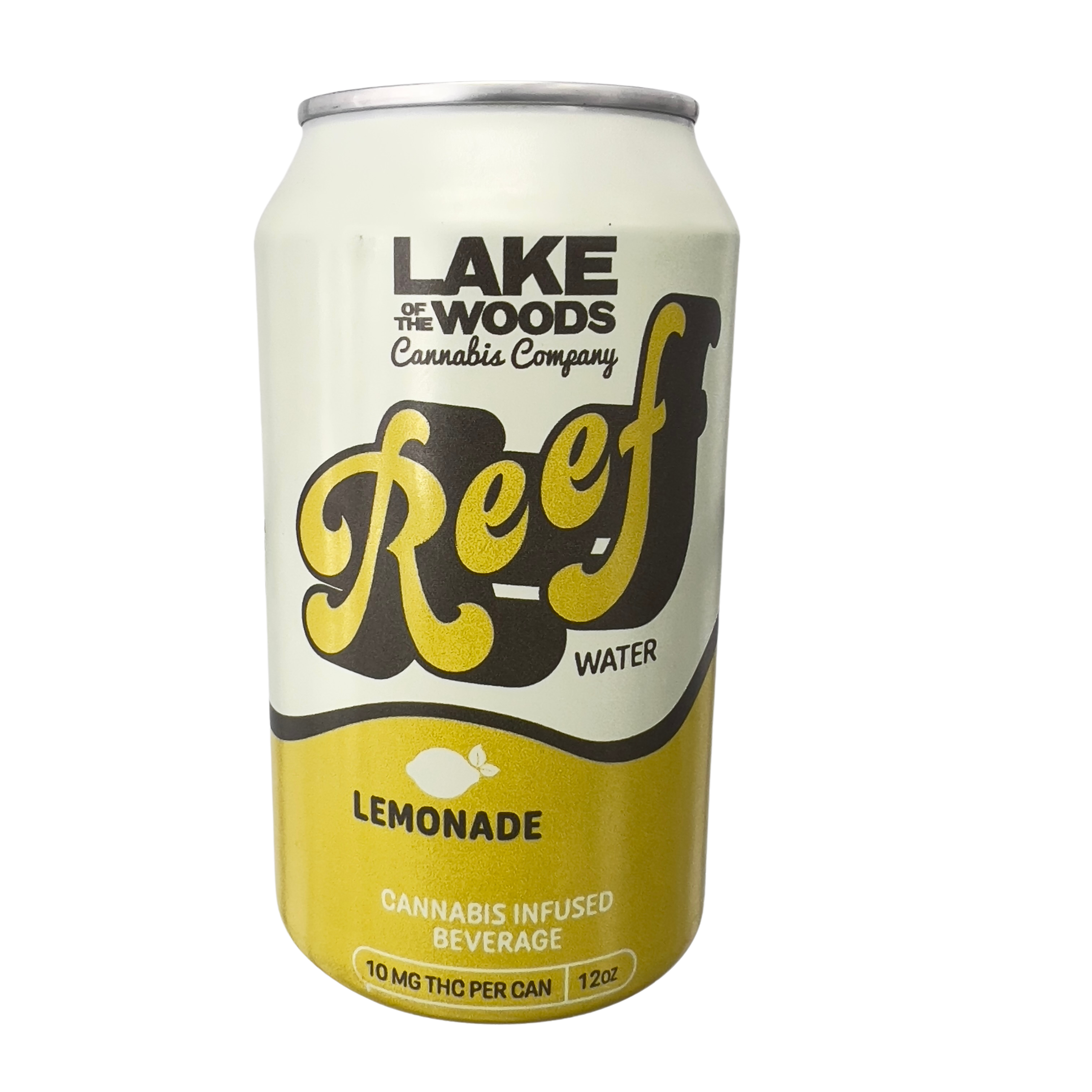 Front view of Minnesota KushCo Reef Water Lemonade cannabis-infused beverage can.