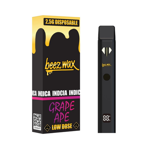 Beezwax Grape Ape Indica THC Vape – Low Dose 2.5G Disposable
