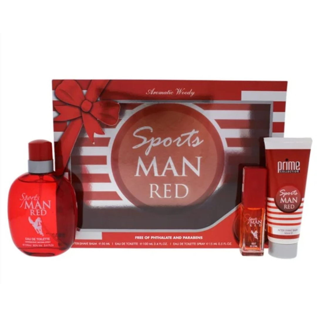 SPORTS MAN RED - EDT 100 ML. AFTER SHAVE BALM 50 ML. EDT 15 ML.