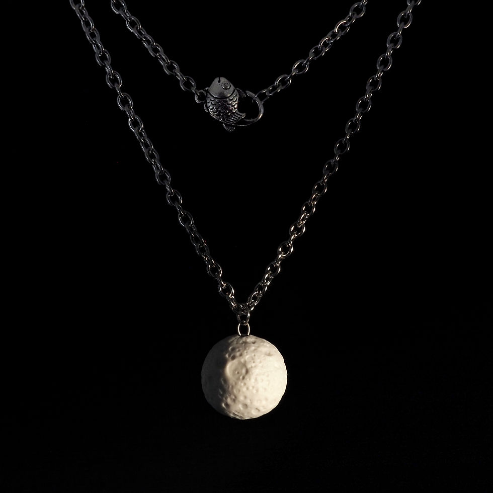 Lg Moon pendant with fish clasp