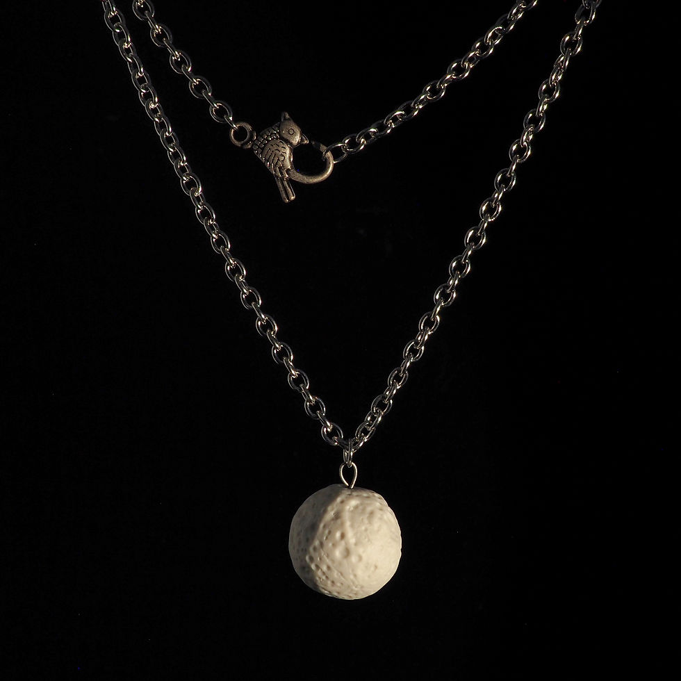 Lg Moon pendant with bird clasp