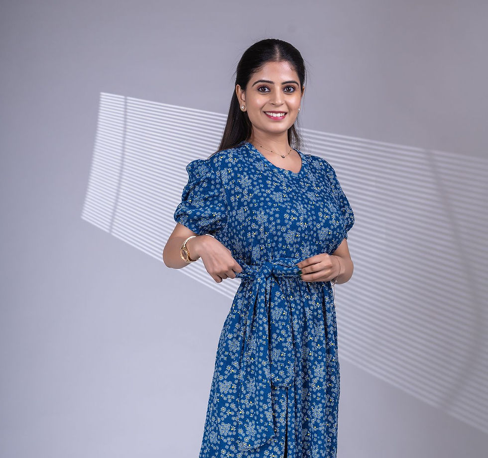 Thumbnail: Blue Crush Zipless Maternity & Breastfeeding Frock with Detachable Sesh Belt