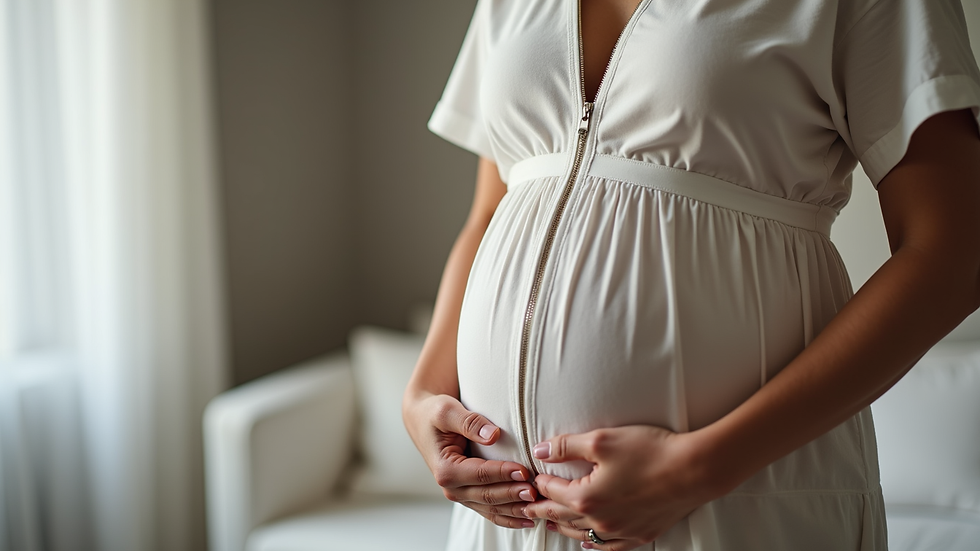 Close-up view of a nursing dress with zipper access