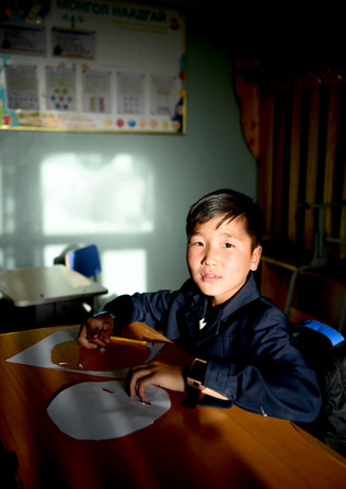 A school boy in Central Mongolia.
- Mongolia.