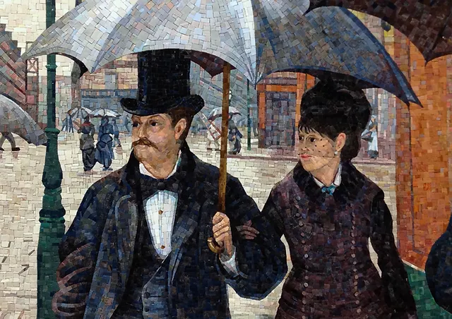 Riproduzione Artistica In Mosaico Dipinto Strada Di Parigi Di Cailebot